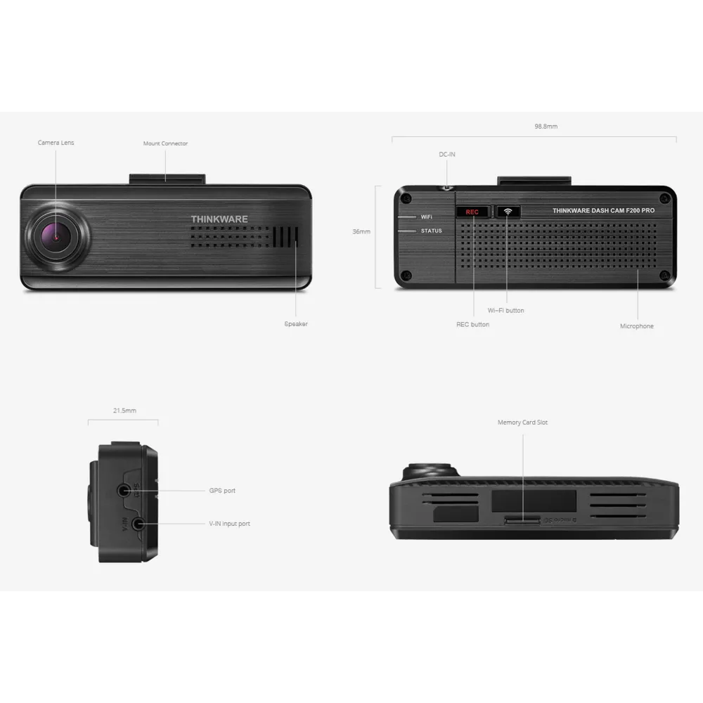 Thinkware F200PRO Dash Cam Single Channel 16GB with Plug-n-play Kit